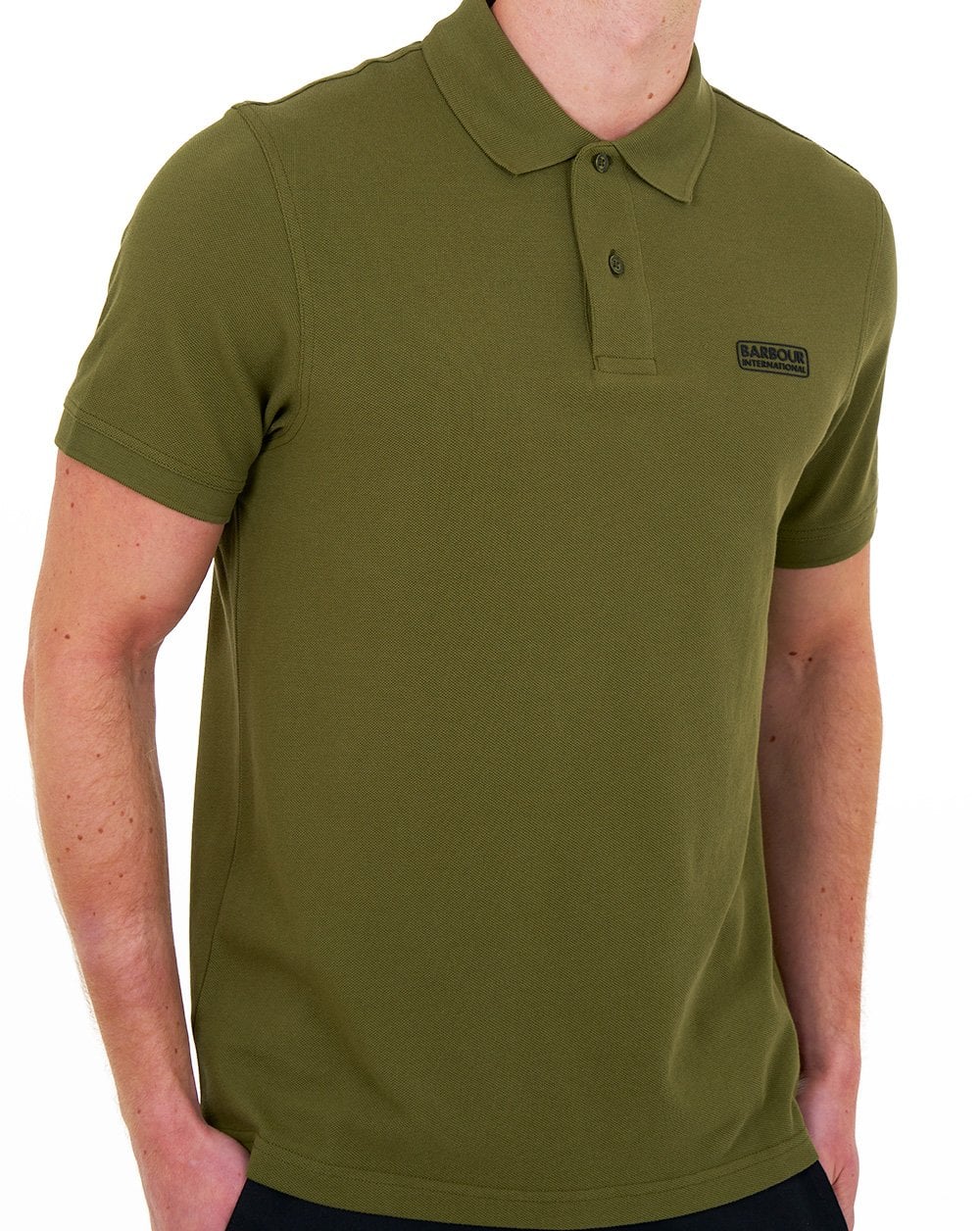 Barbour International Essential Polo Olive Green - Image 3