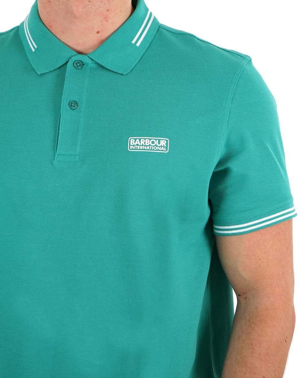 Barbour International Essential Tipped Polo Fender Teal - Image 2