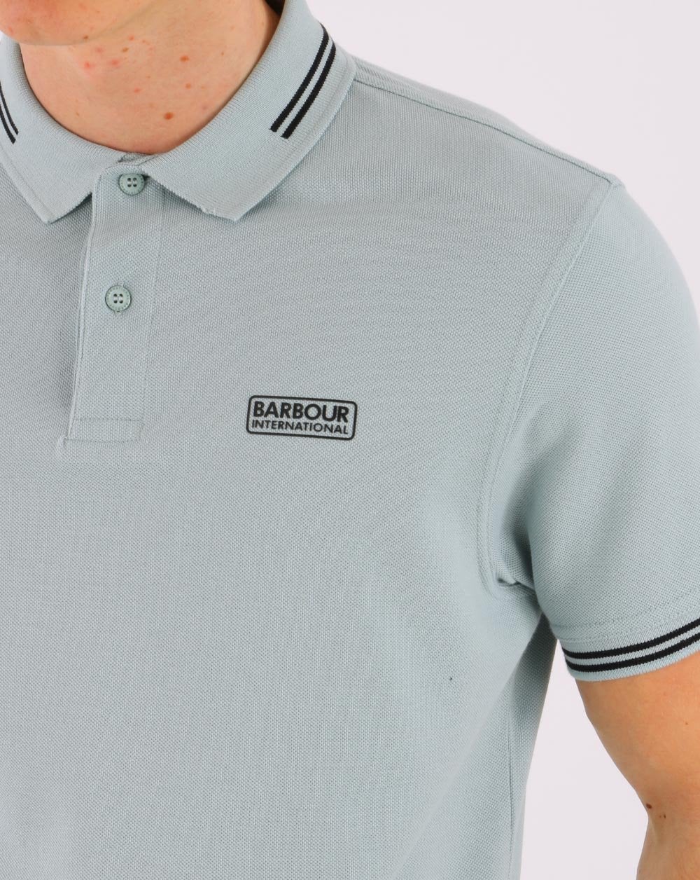 Barbour International Essential Tipped Polo Pastel Spruce - Image 2