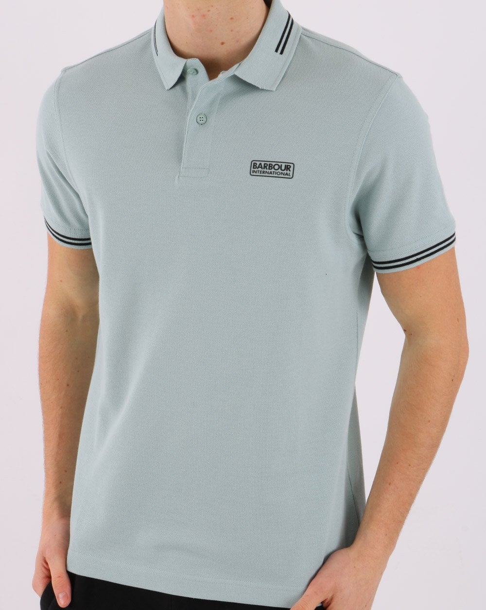 Barbour International Essential Tipped Polo Pastel Spruce - Image 3