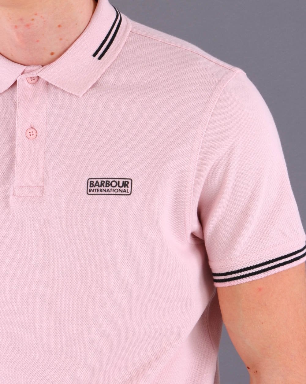 Barbour International Essential Tipped Polo Pink Cinder - Image 2