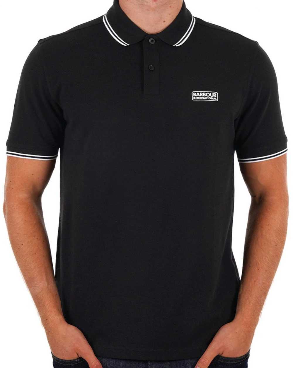 Barbour International Evan Tipped Polo Shirt Black - Image 3