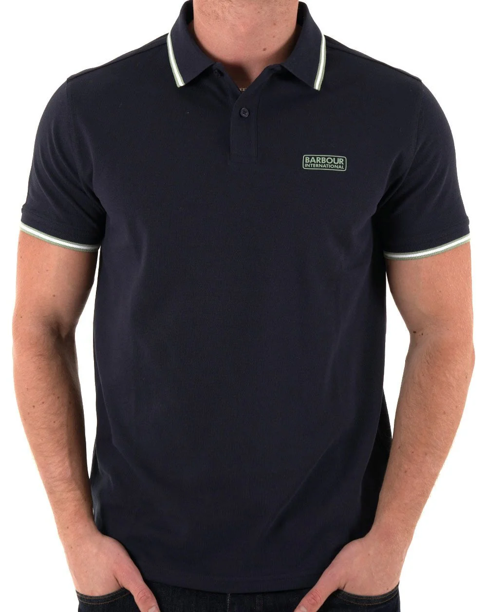 Barbour International Evan Tipped Polo Shirt Navy - Image 3
