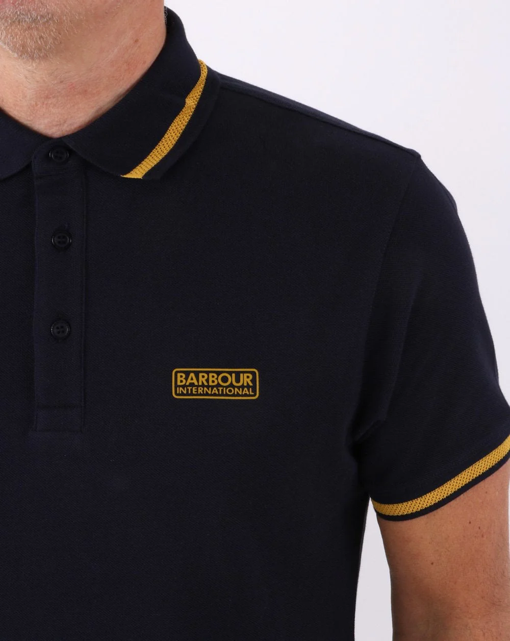 Barbour International Grid Tipped Polo Navy - Image 2