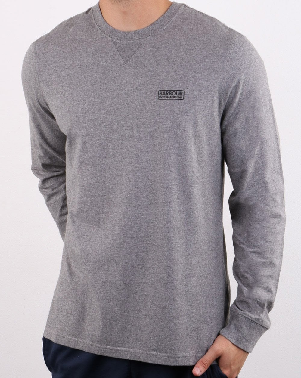 Barbour International Long Sleeve Logo Tee Grey - Image 2
