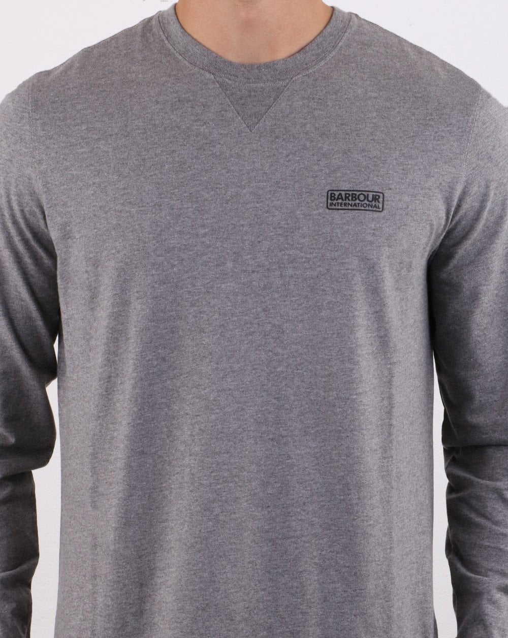 Barbour International Long Sleeve Logo Tee Grey - Image 4