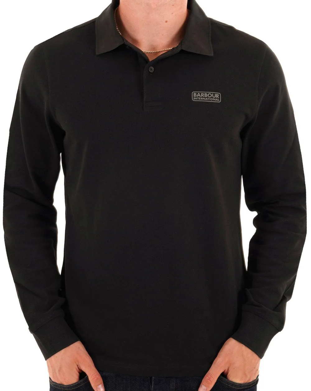 Barbour International Long Sleeve Polo Black - Image 3
