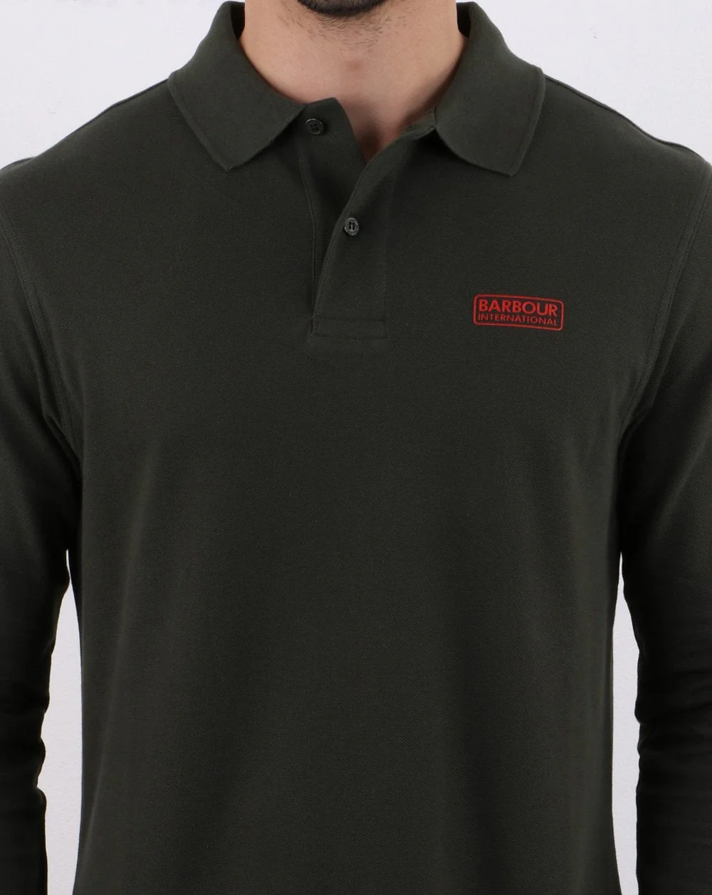 Barbour International Long Sleeve Polo Dark Green - Image 3