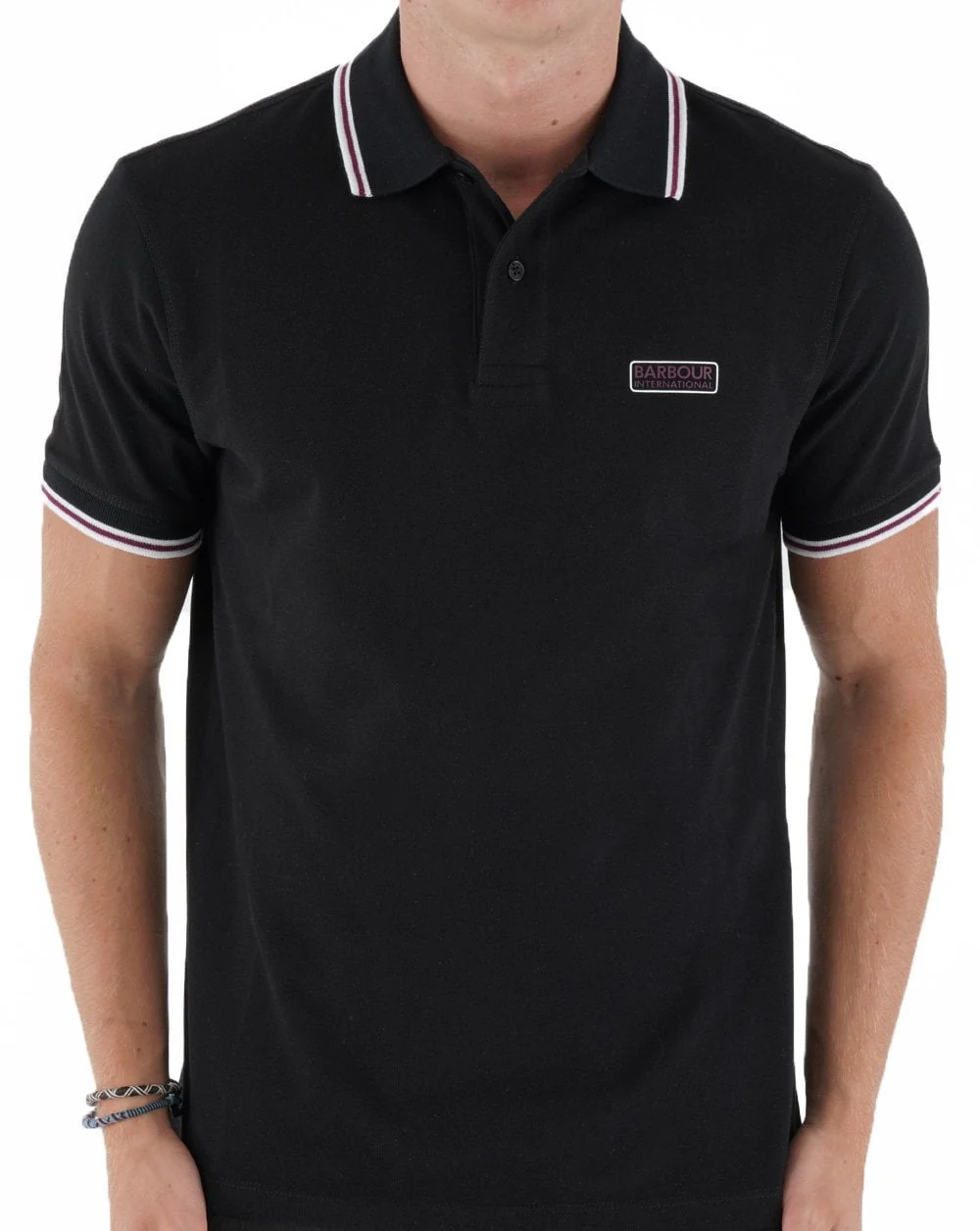 Barbour International Multi Tipped Polo Black - Image 3
