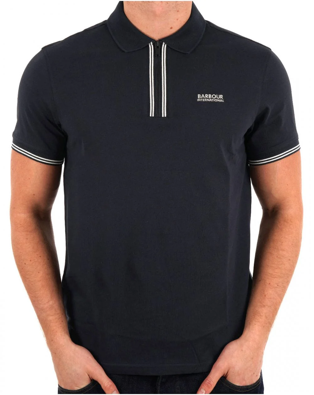 Barbour International Ollie Twin Placket Polo Navy - Image 3