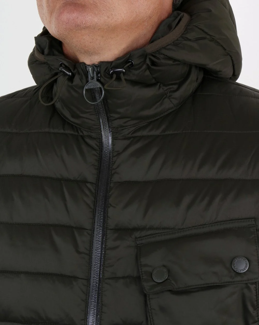 Barbour International Ouston Hooded Padded Jacket Olive - Image 2