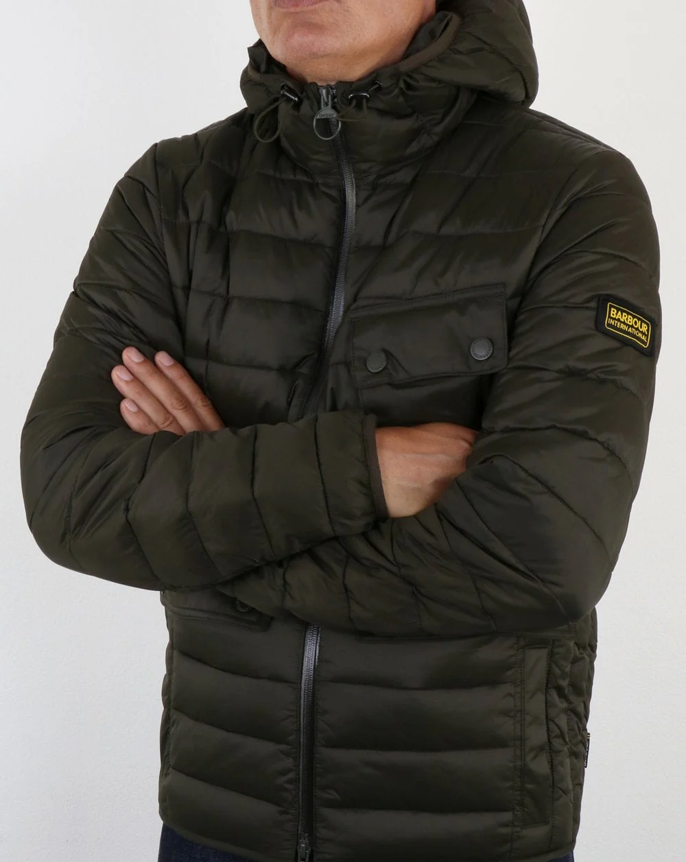 Barbour International Ouston Hooded Padded Jacket Olive - Image 4