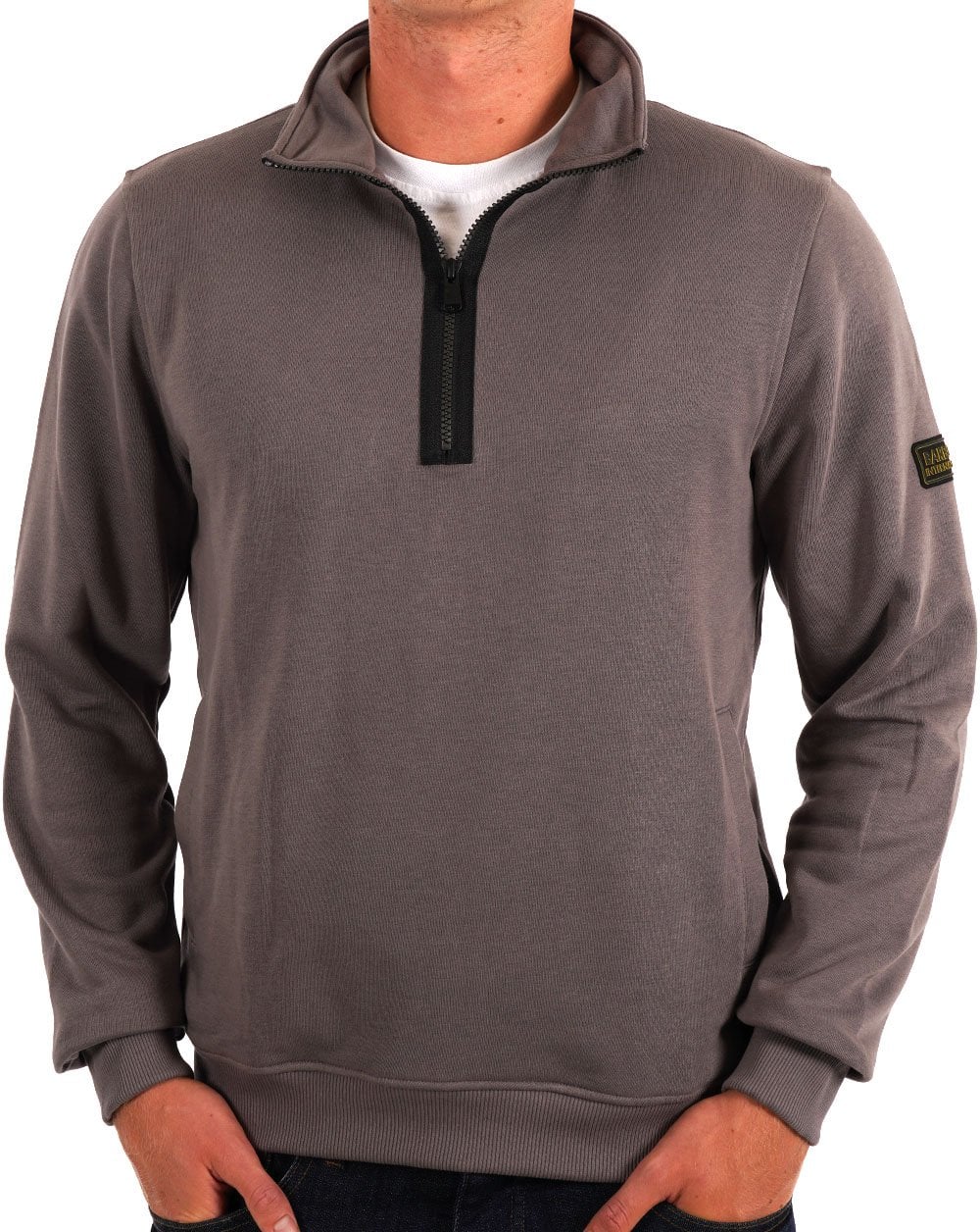 Barbour International Outline Funnel Neck Sweatshirt Plum Grey - Image 3