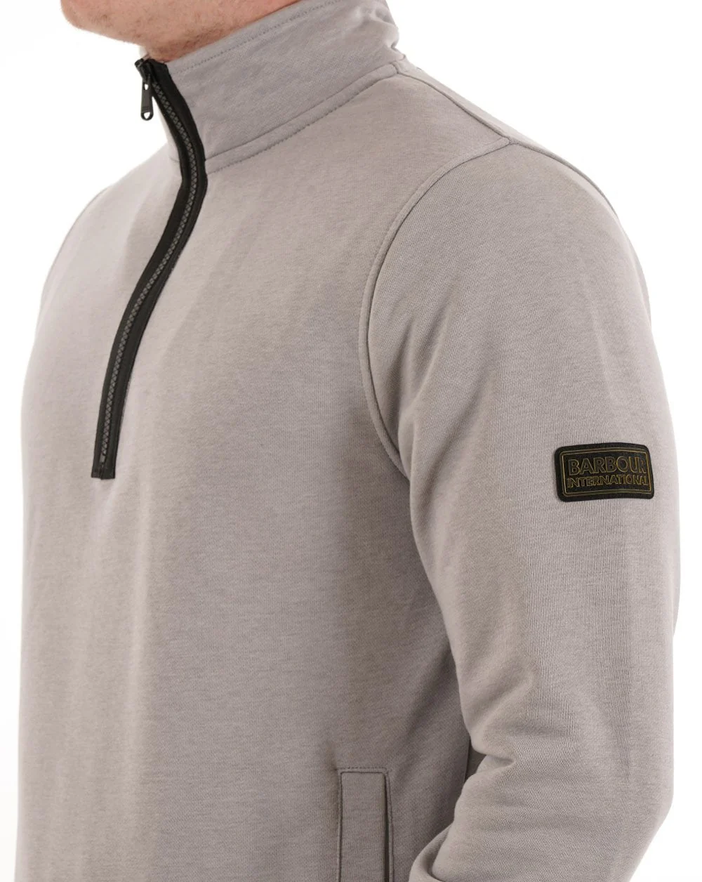 Barbour International Outline 1/4 Zip Sweatshirt Grey - Image 3