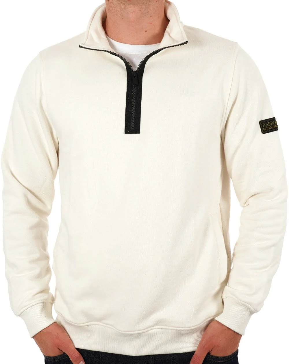 Barbour International Outline Funnel Neck Sweatshirt Whisper White - Image 3