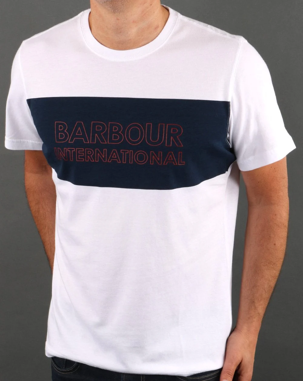 Barbour International Panel Logo Tee White - Image 3