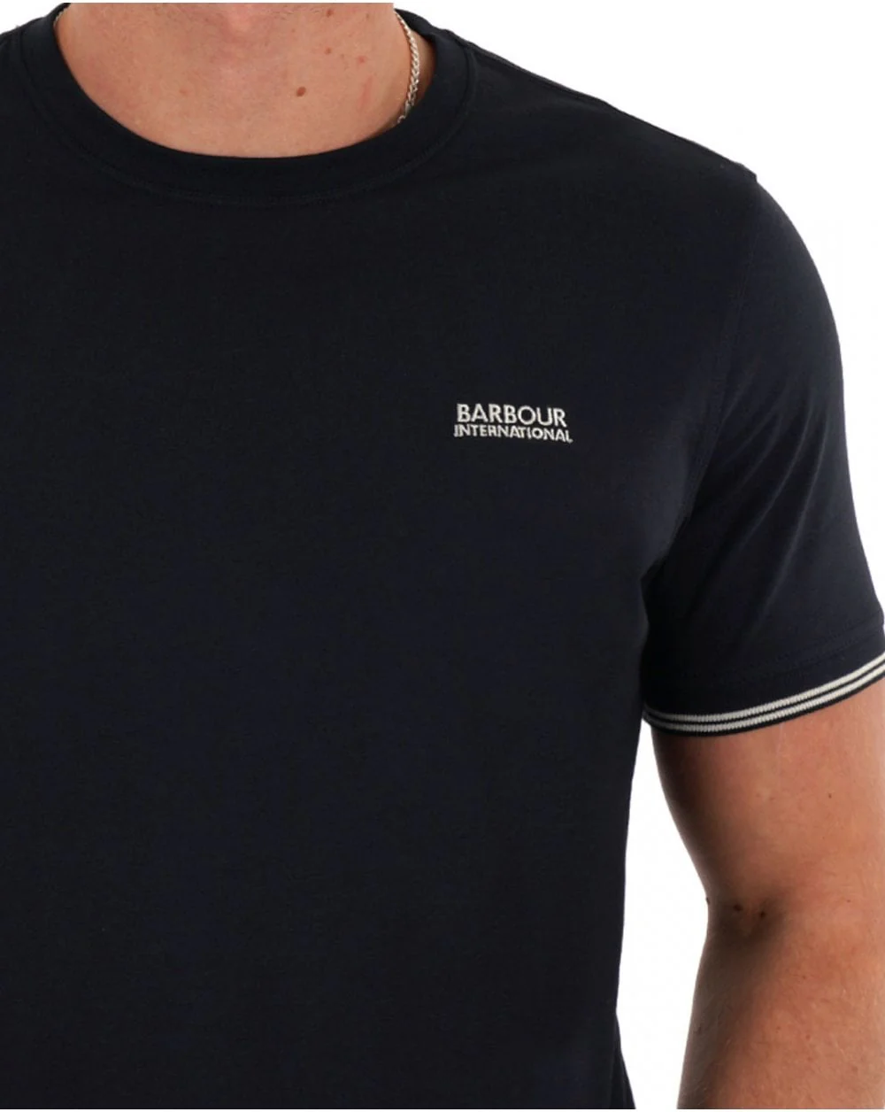 Barbour International Philip Tipped Cuff T Shirt Navy - Image 2