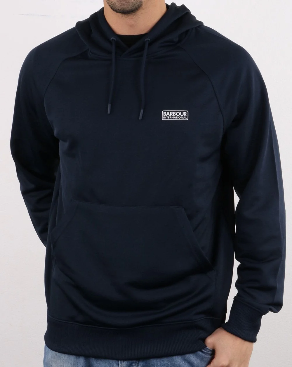 Barbour International Pop Over Hoodie Navy - Image 2