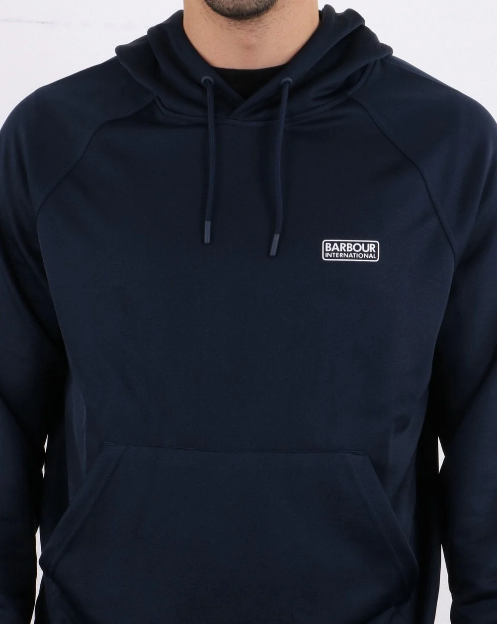 Barbour International Pop Over Hoodie Navy - Image 4