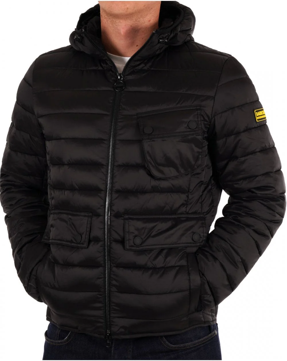 Barbour International Racer Ouston Hooded Quilted Jacket Black - Image 3