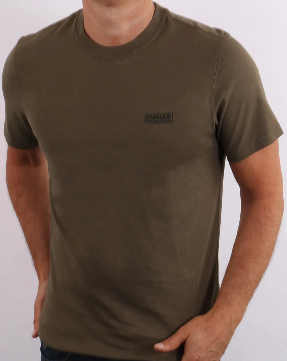 Barbour International Small Logo T-shirt Dusky Khaki - Image 3