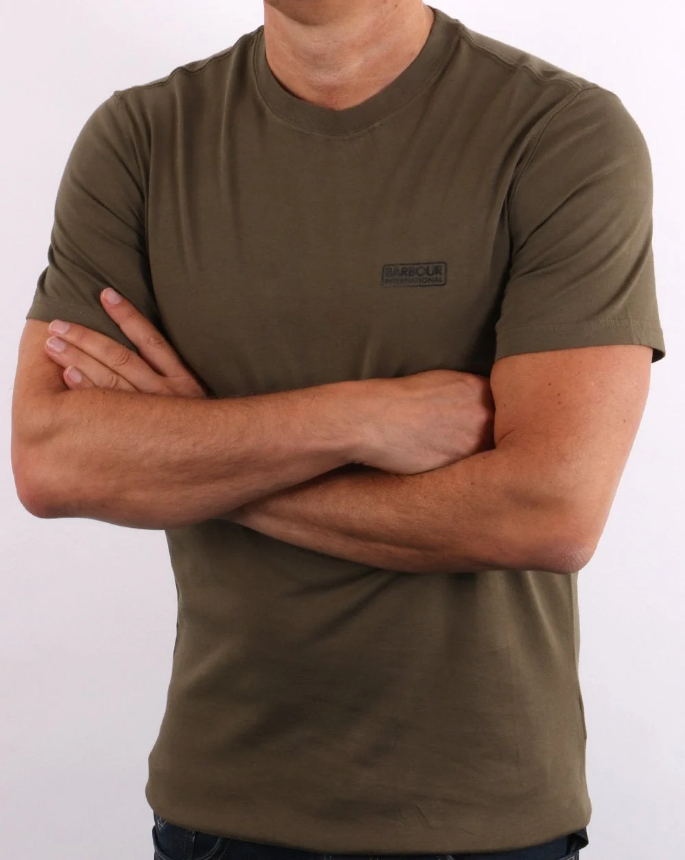 Barbour International Small Logo T-shirt Dusky Khaki - Image 4