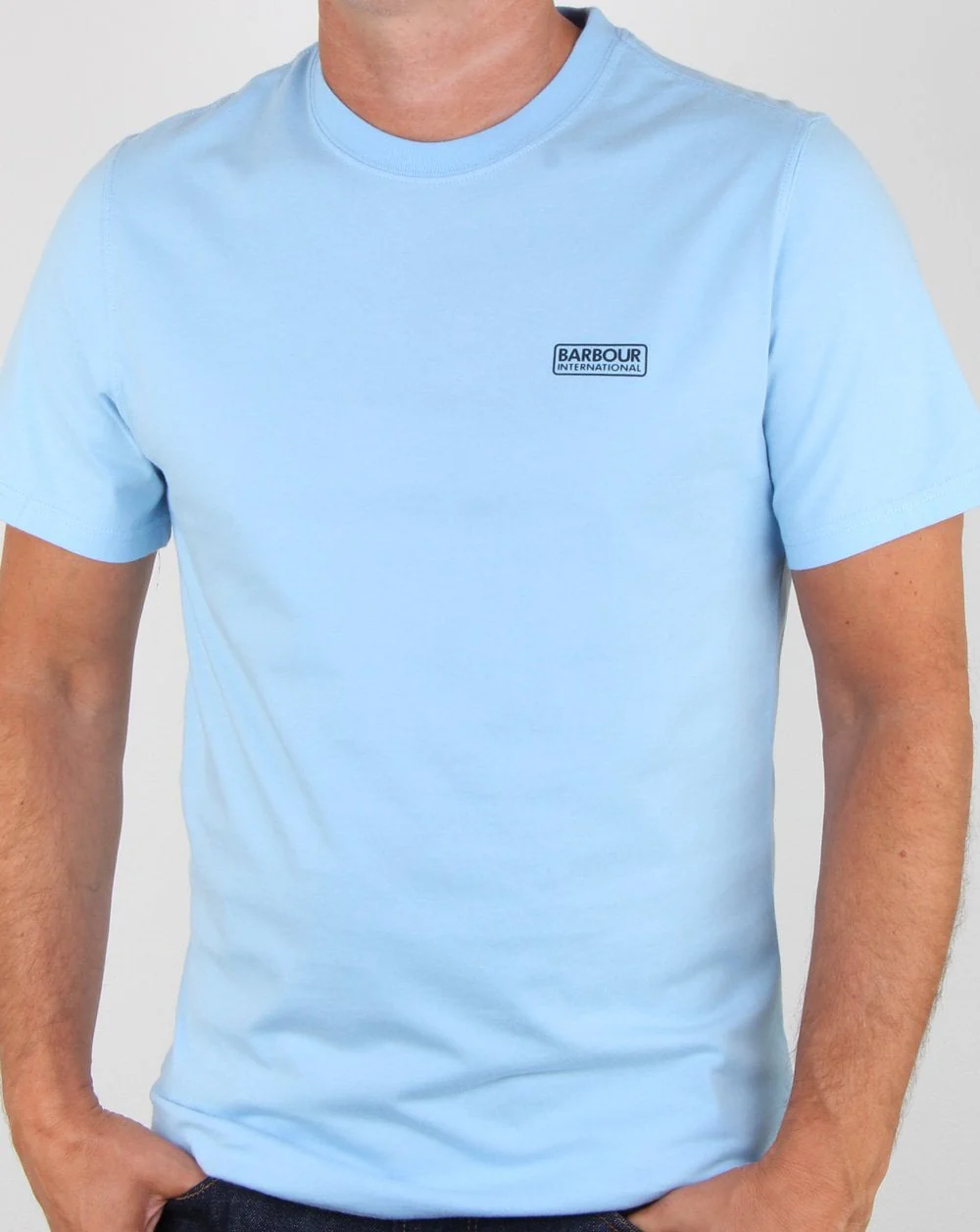 Barbour International Small Logo T-shirt Ice Blue - Image 3
