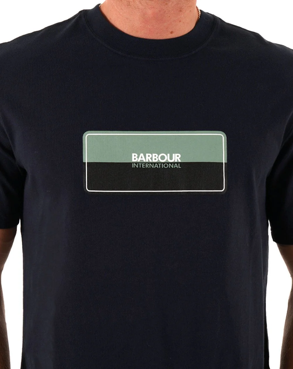 Barbour International Split Lozenge T Shirt Navy - Image 2