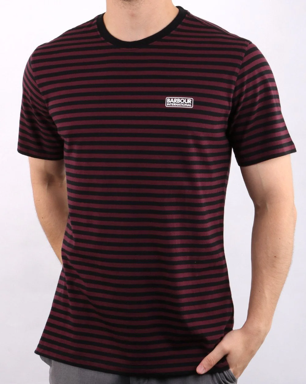 Barbour International Stripe Tee Red - Image 2