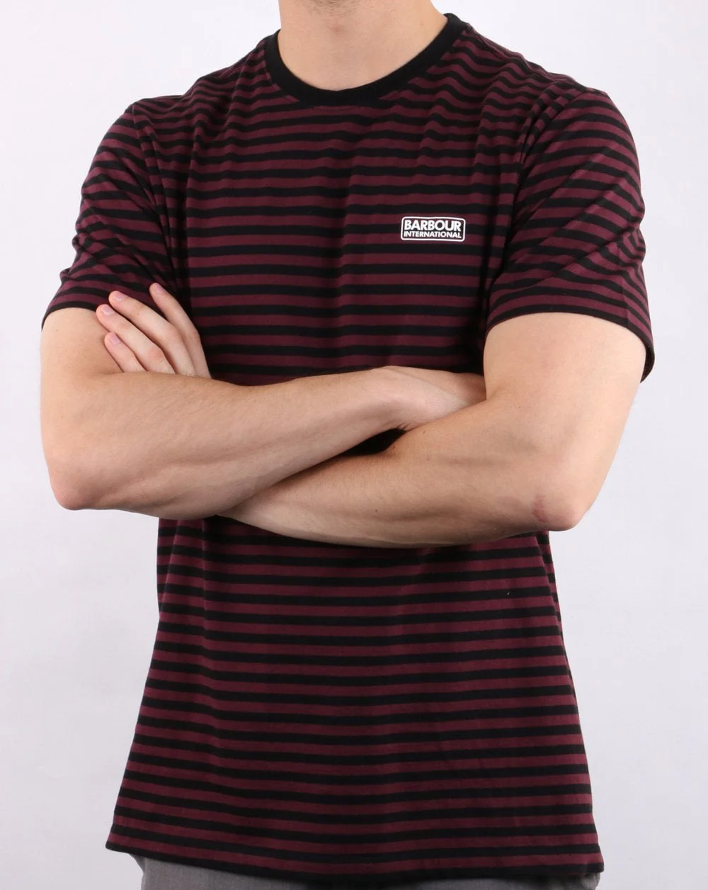 Barbour International Stripe Tee Red - Image 3