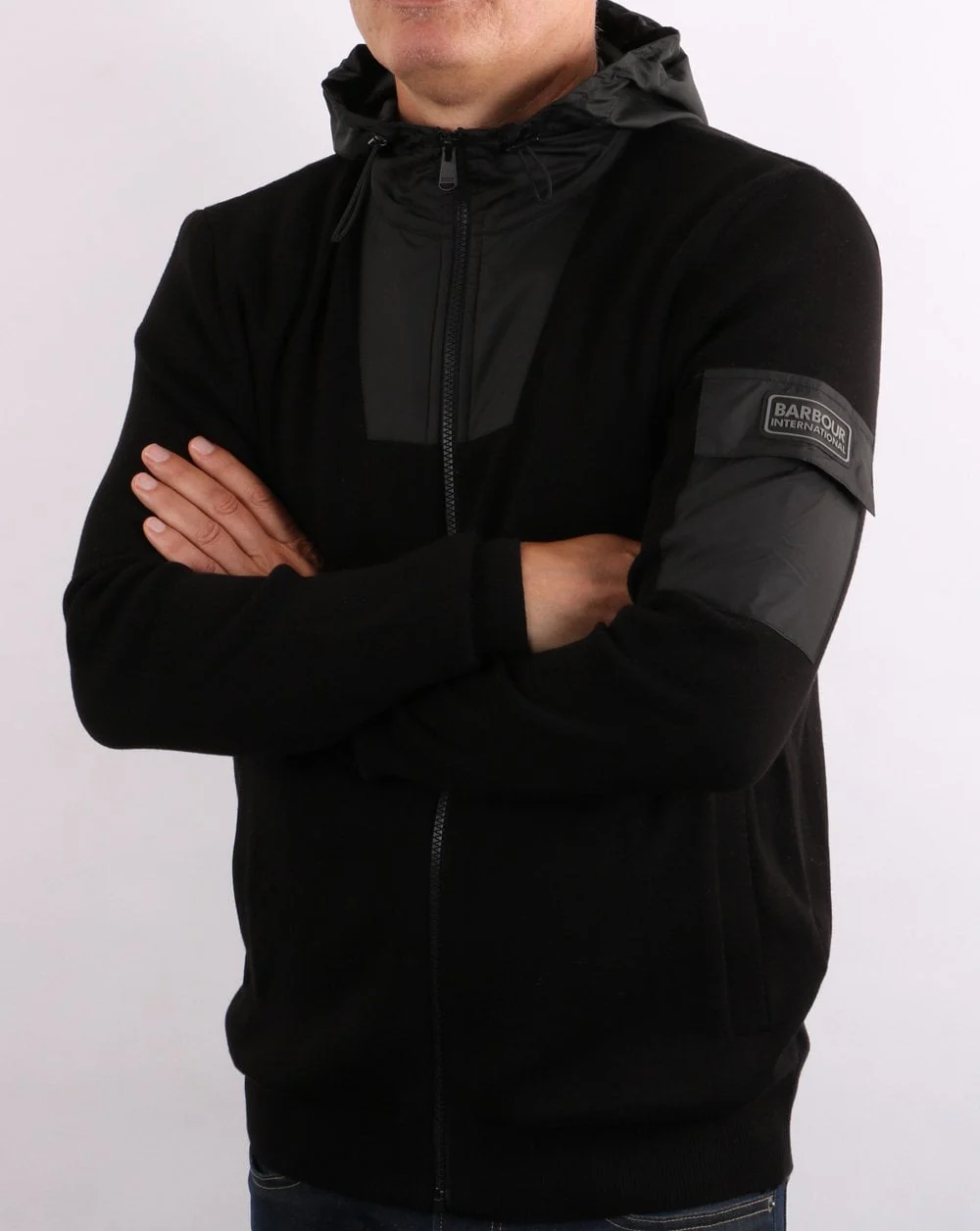 Barbour International Swift Knit Hoodie Black - Image 2
