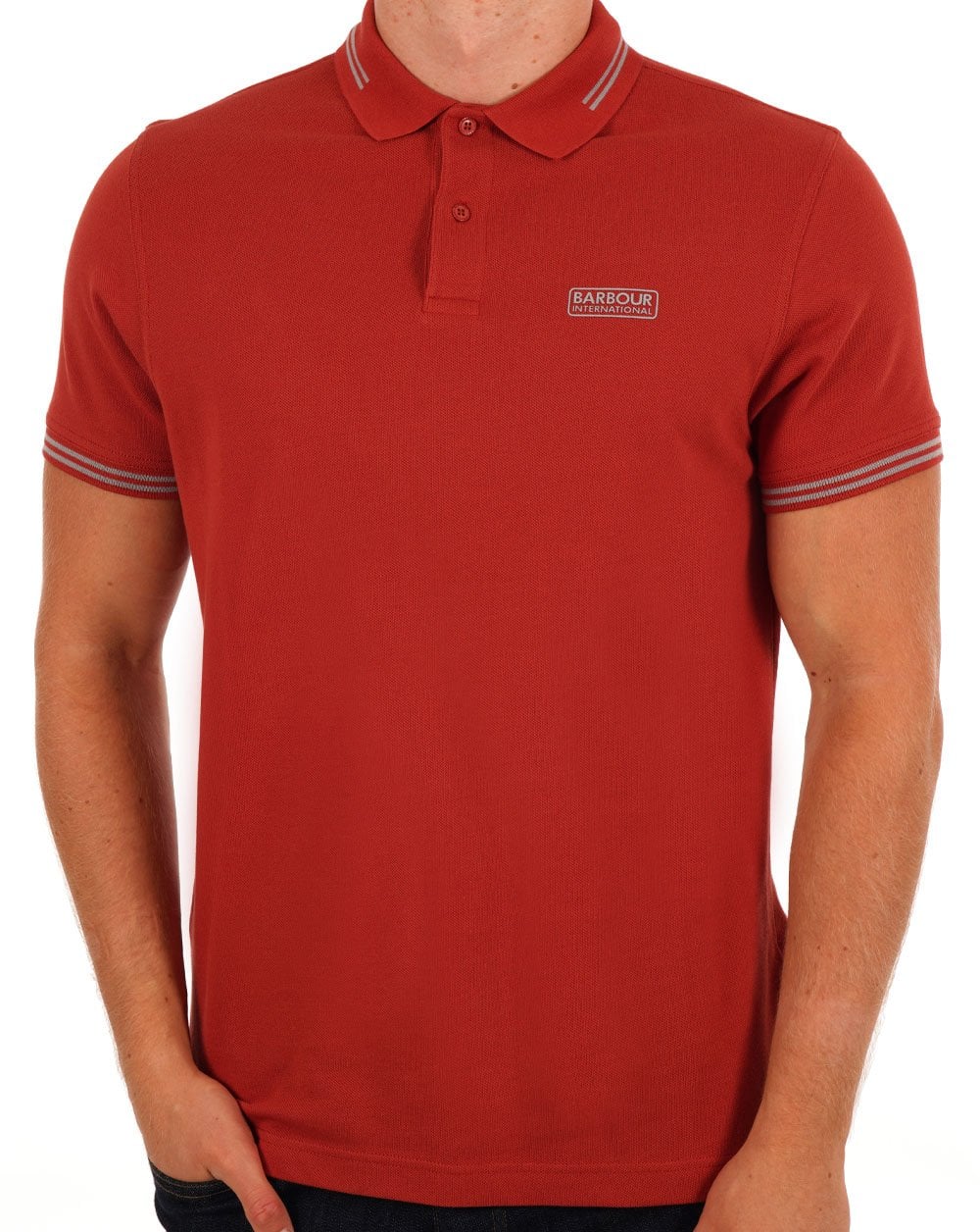 Barbour International Tipped Polo Burnt Orange