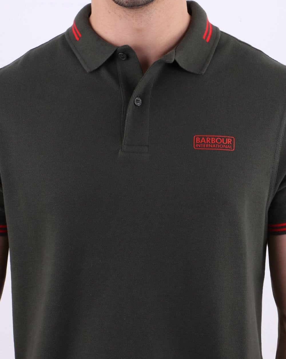 Barbour International Tipped Polo Jungle Green - Image 4