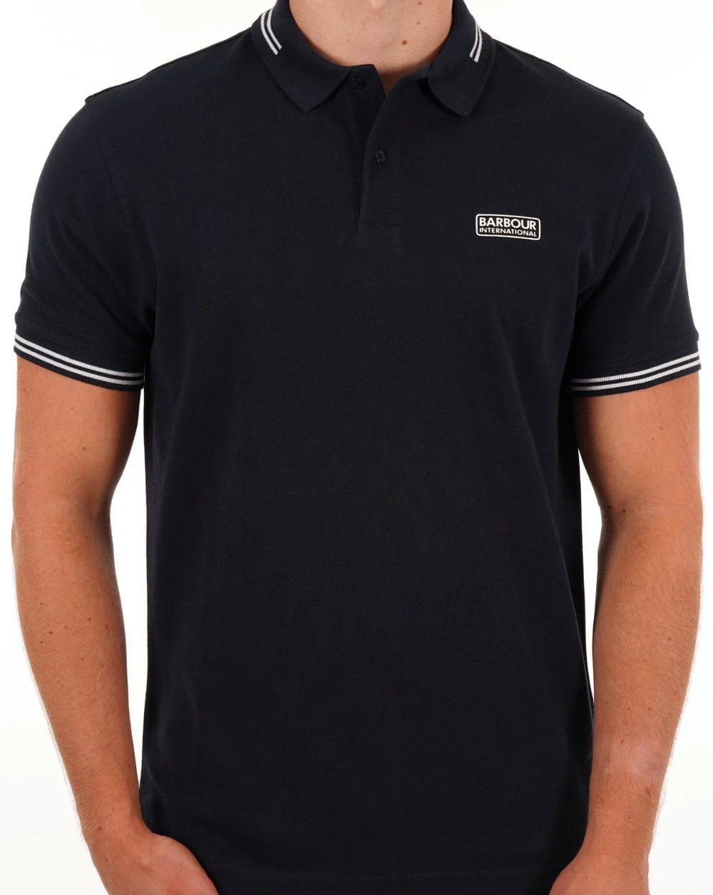 Barbour International Tipped Polo Navy/white - Image 3