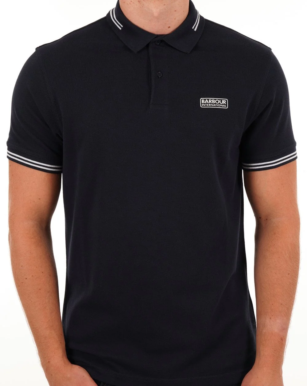 Barbour International Tipped Polo Navy/white - Image 4