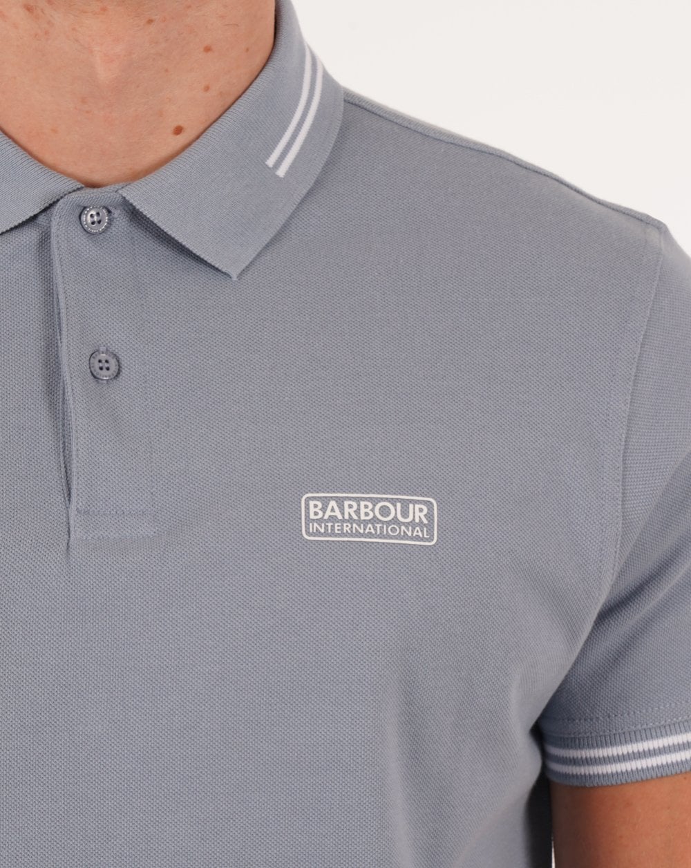 Barbour International Tipped Polo Powder Blue - Image 2