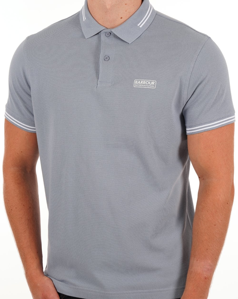 Barbour International Tipped Polo Powder Blue - Image 3