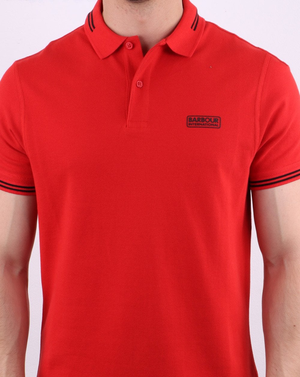 Barbour International Tipped Polo Red - Image 4