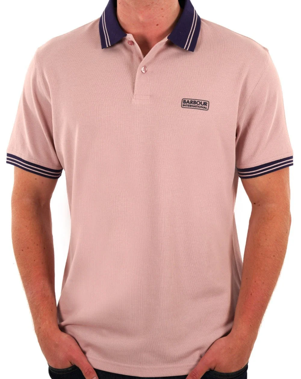 Barbour International Tracker Polo Shirt Dusk Pink - Image 3
