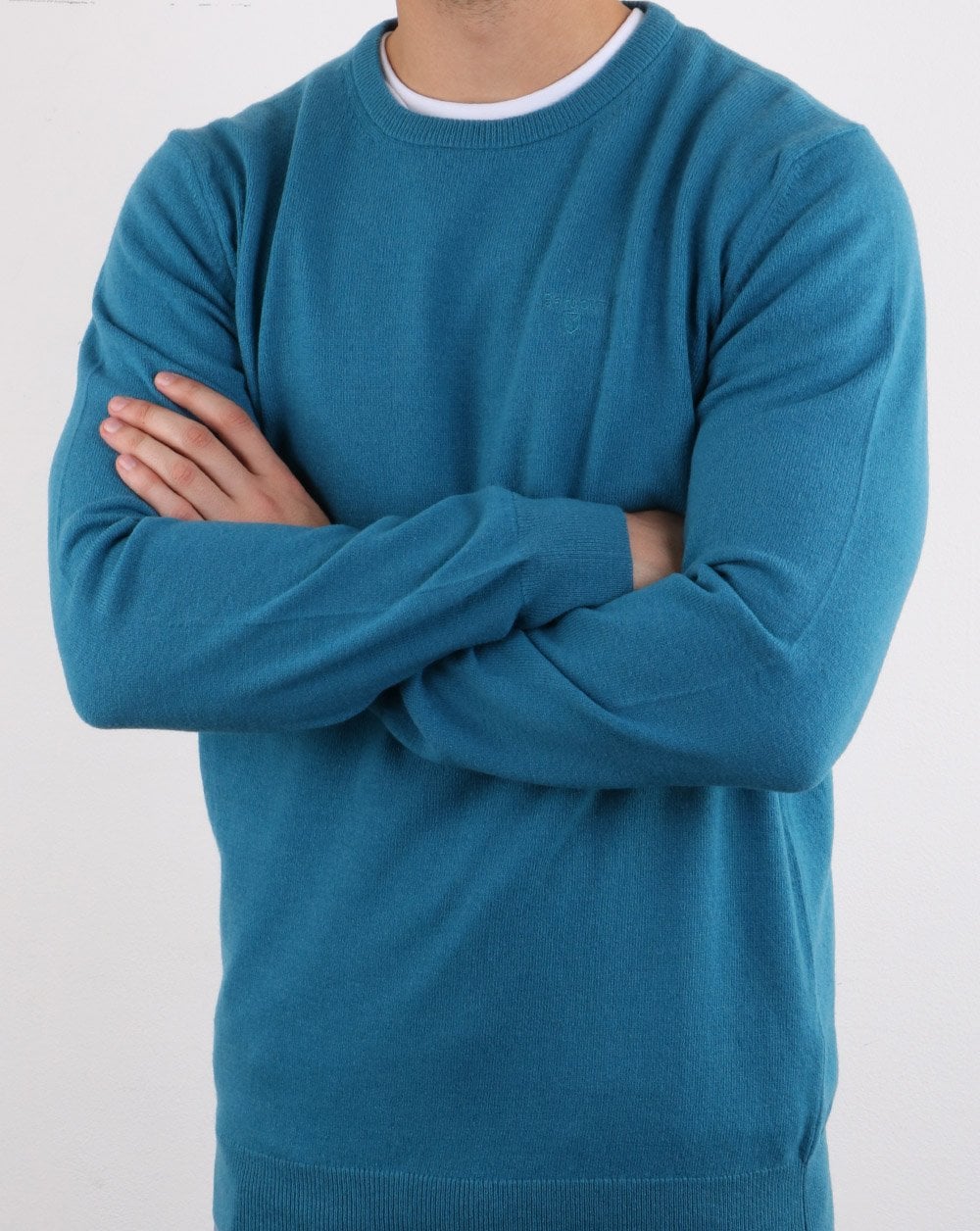 Barbour Lambswool Crew Neck knit Blue - Image 3