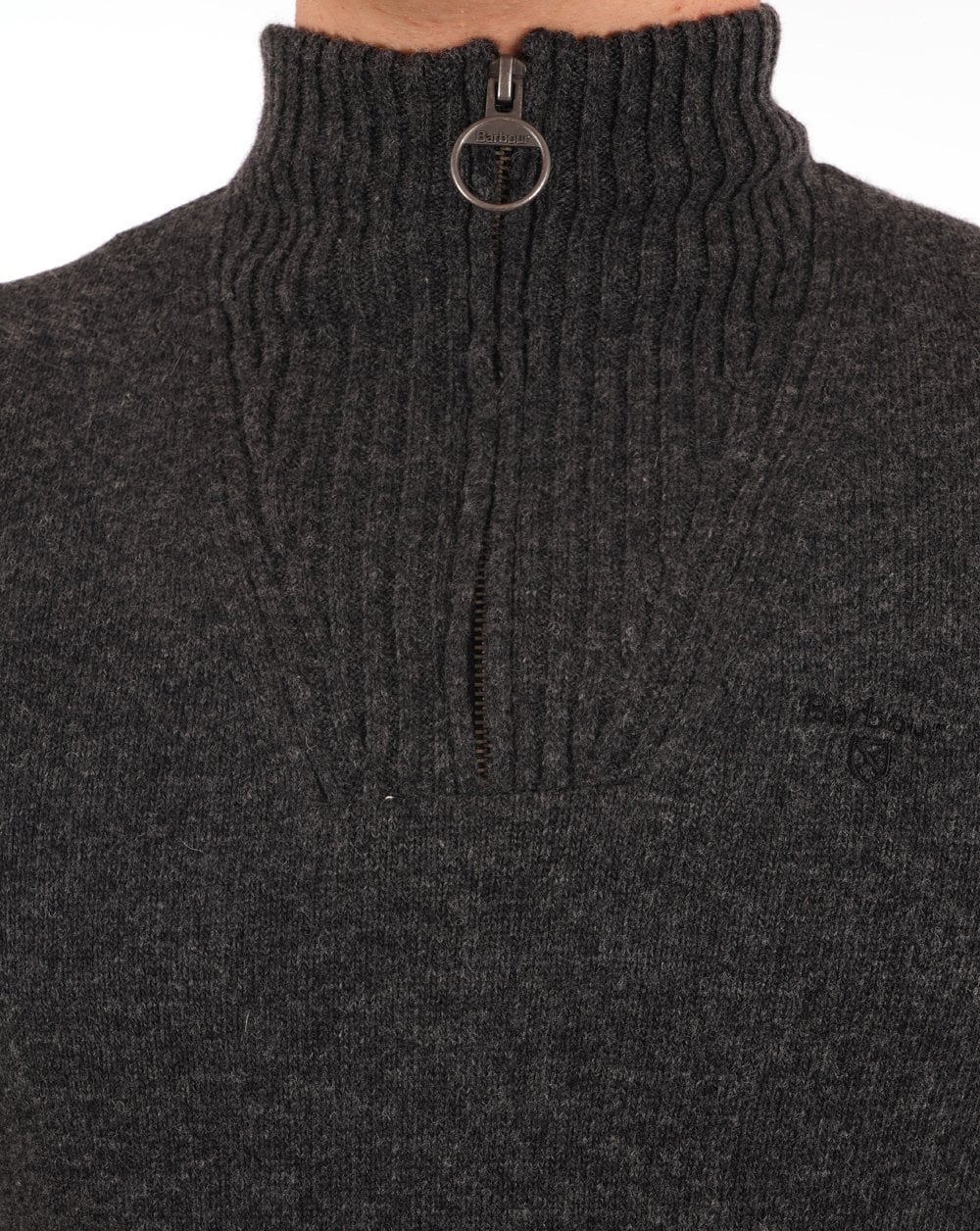 Barbour Lambswool Half Zip Charcoal Grey - Image 2