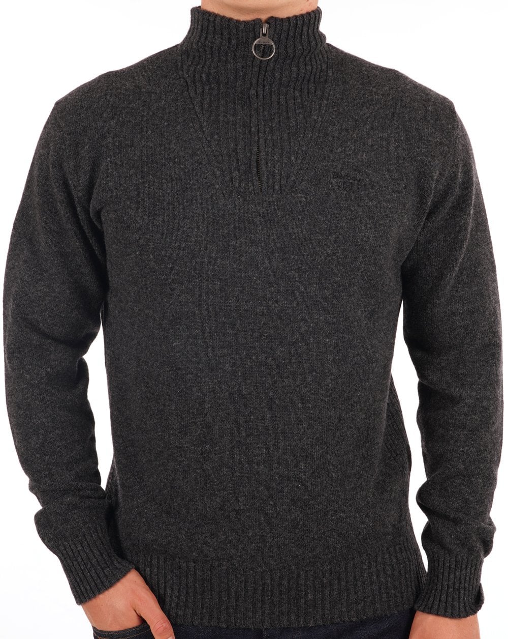 Barbour Lambswool Half Zip Charcoal Grey - Image 3