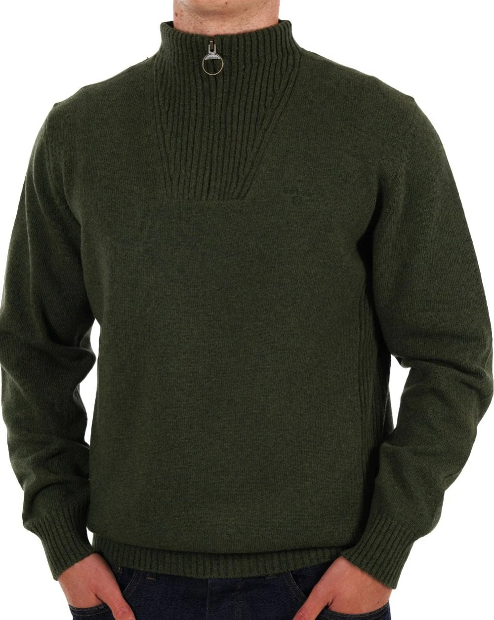 Barbour Lambswool Half Zip Mid Olive