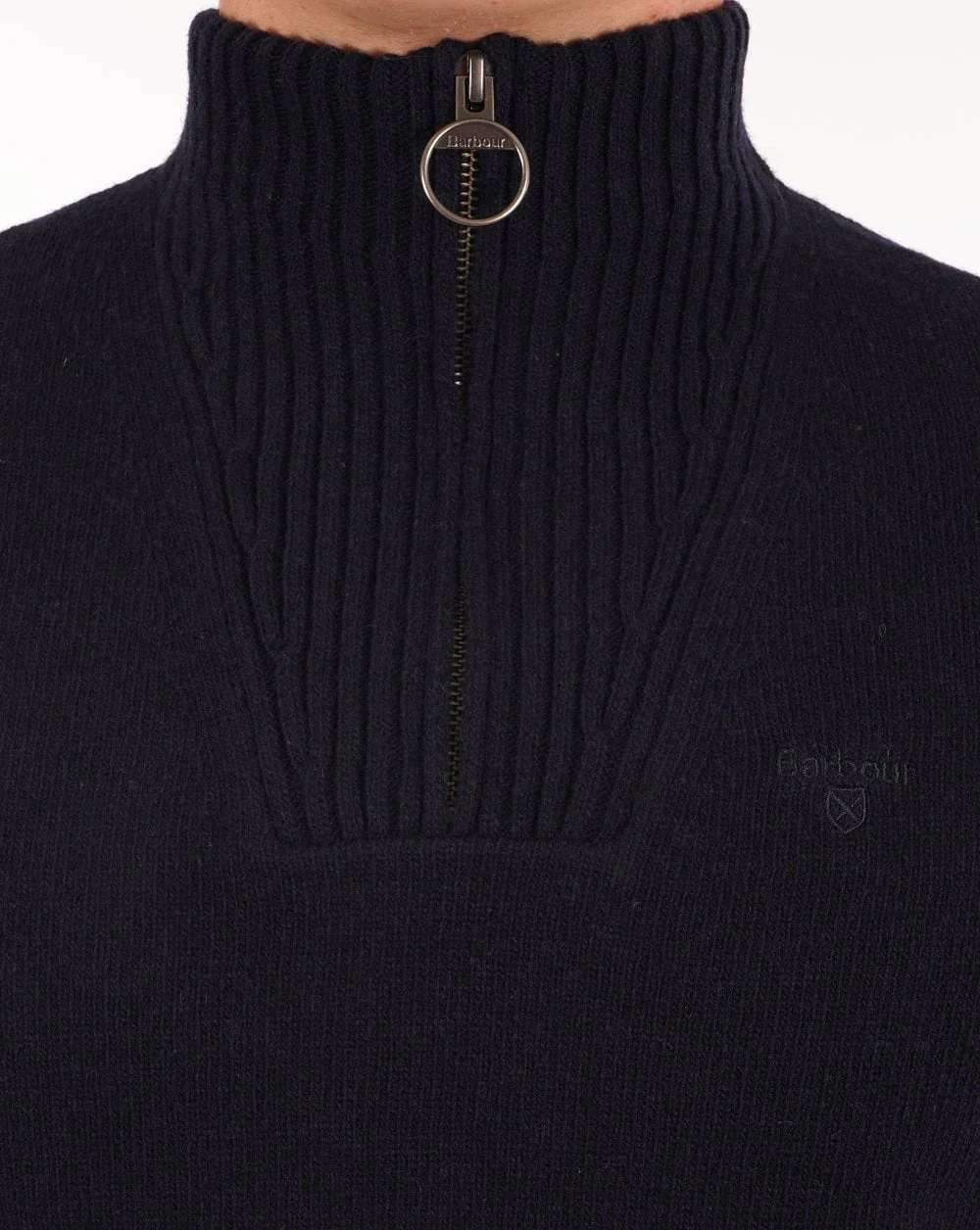 Barbour Lambswool Half Zip Navy - Image 2