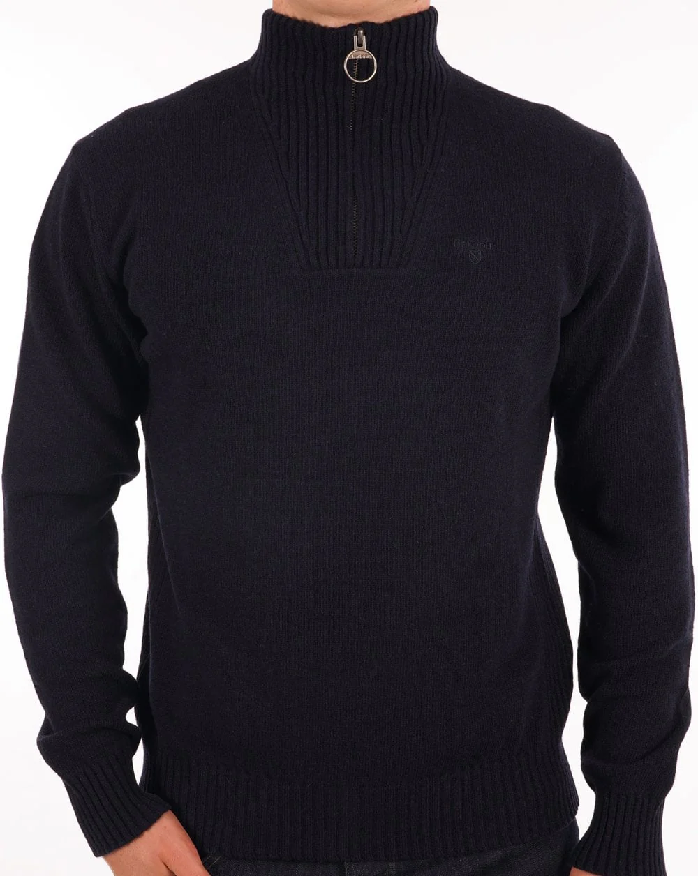Barbour Lambswool Half Zip Navy - Image 3