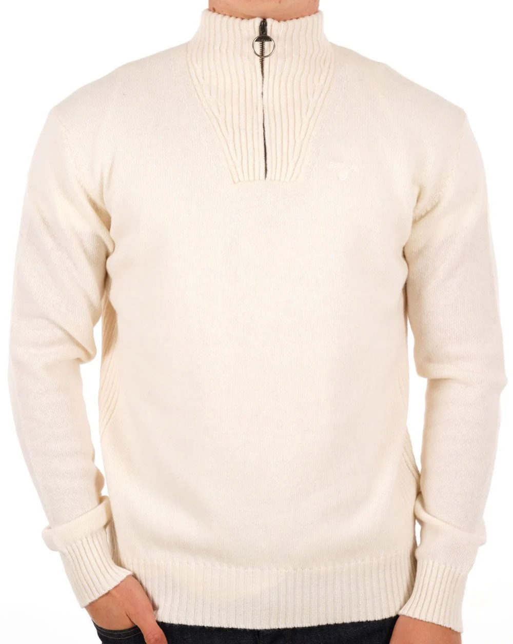 Barbour Lambswool Half Zip Whisper White