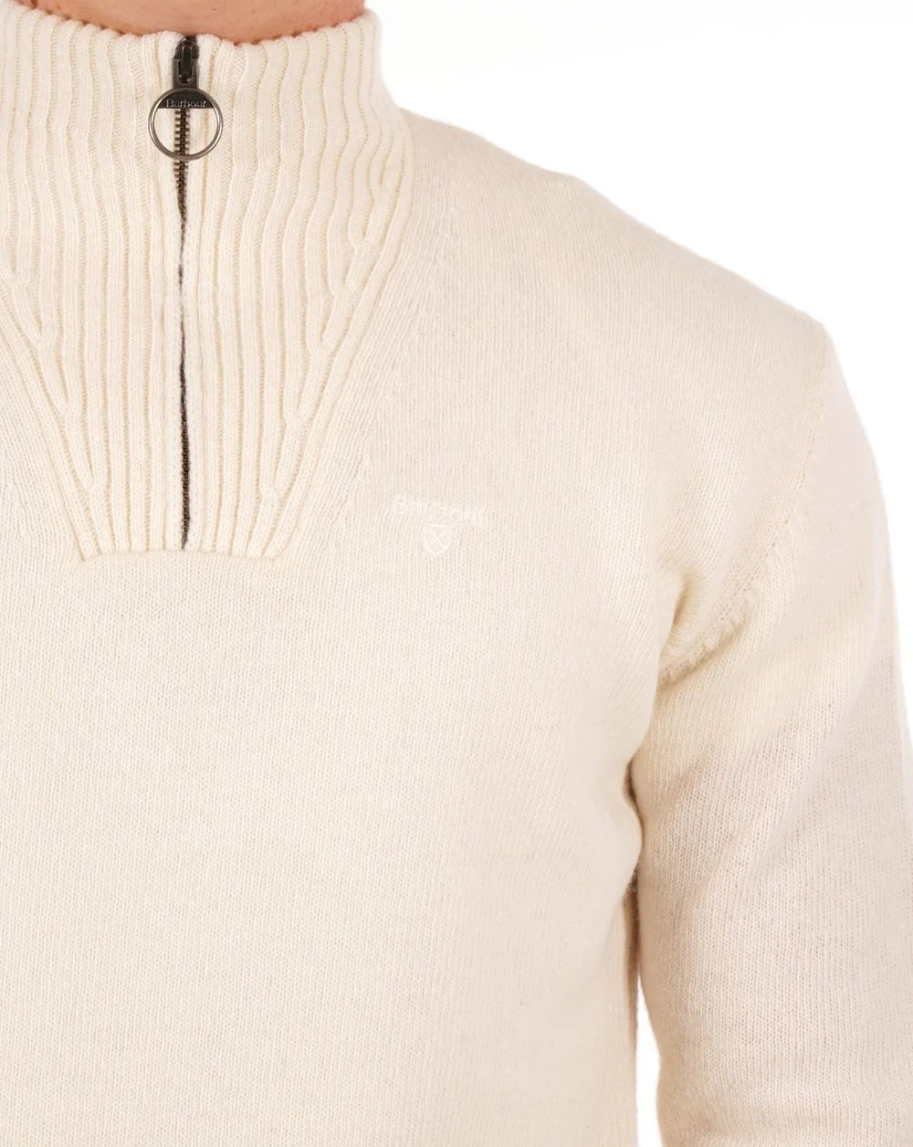 Barbour Lambswool Half Zip Whisper White - Image 2