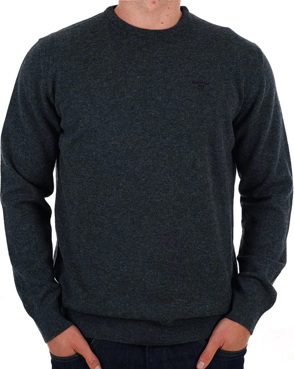 Barbour Lambswool Jumper Charcoal - Image 3