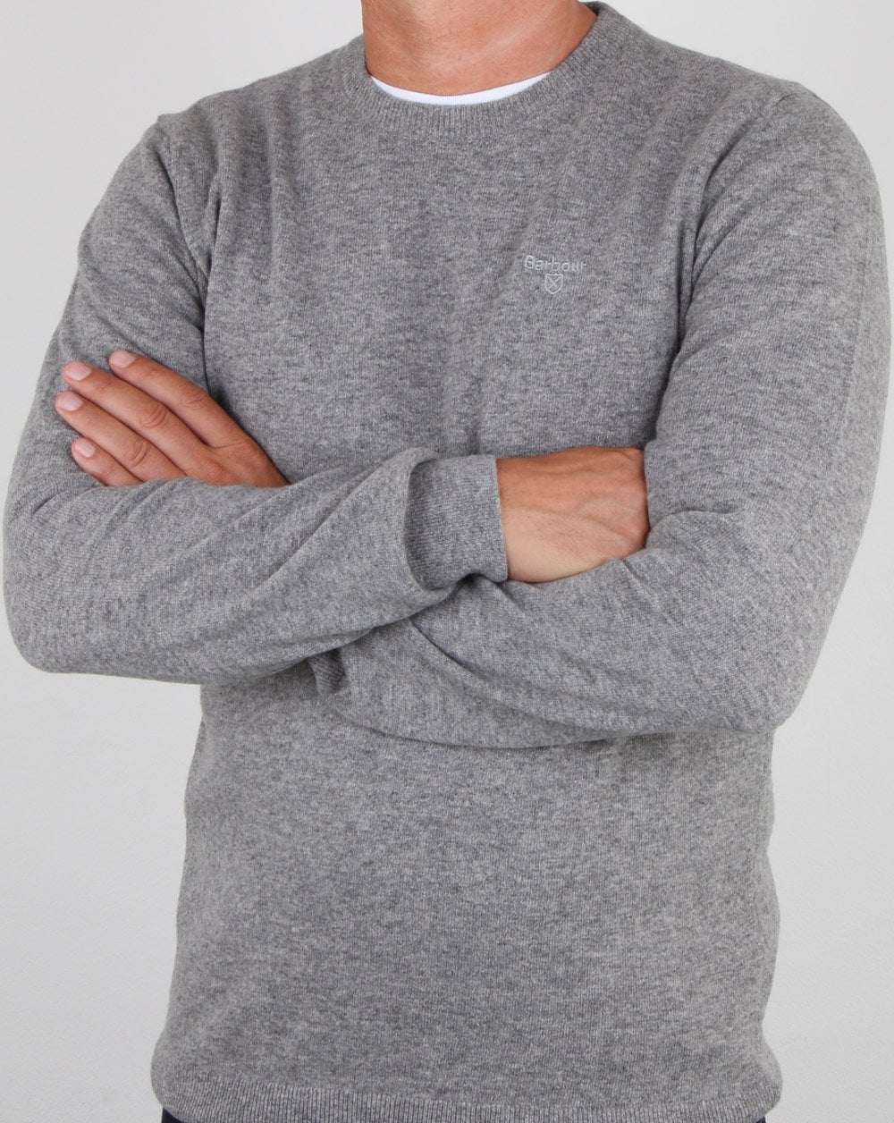 Barbour Lambswool Jumper Grey Marl - Image 3