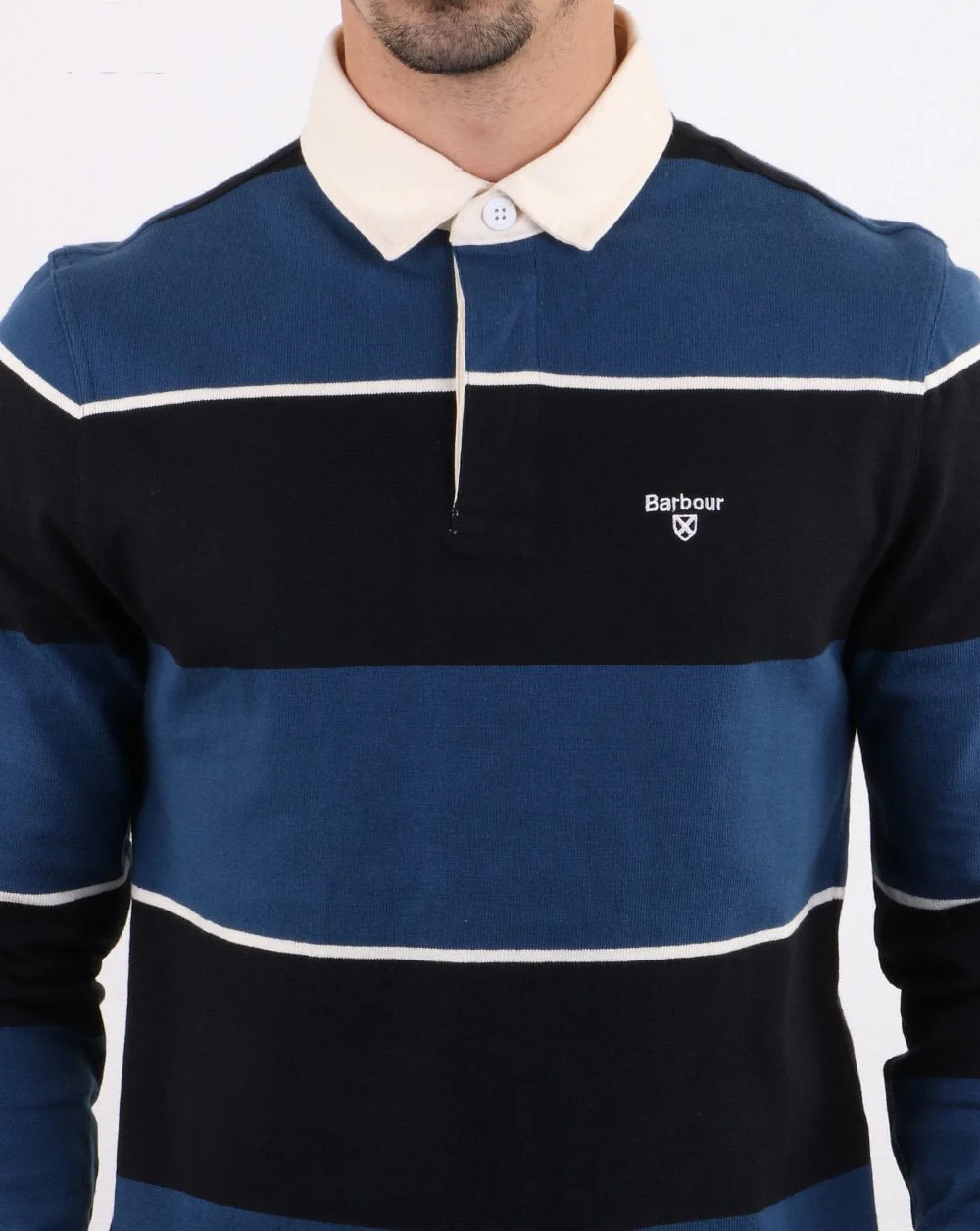 Barbour Lark Stripe Rugby Shirt Navy - Image 4
